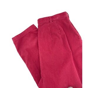 Lands' End Corduroy Pants Womens 22W Regular‎ Pink High Waist Pleated Trousers